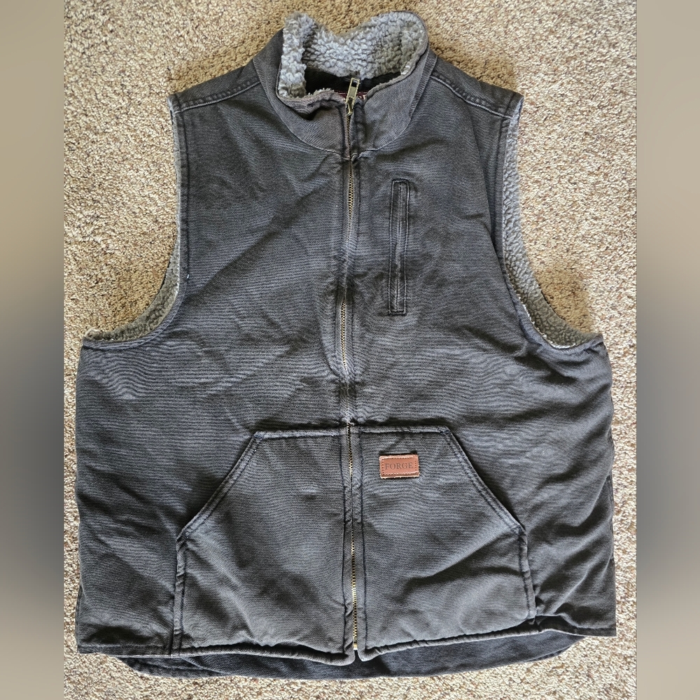 Men's Forge Workwear Black Sherpa-Lined Vest